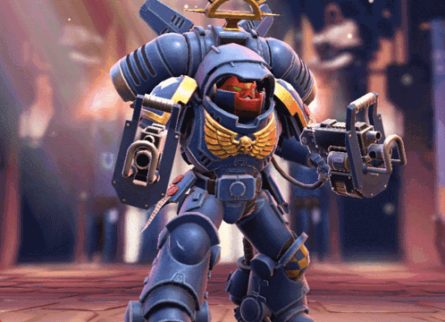A Blue Robot With The Letter O On It 'S Chest GIF