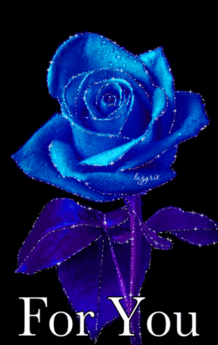A Blue Rose Is On A Black Background With The Words For You Below It GIF