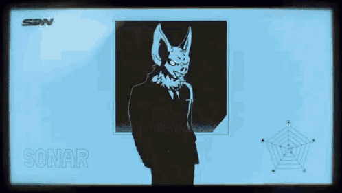 A Blue Screen With A Picture Of A Bear And The Word Sonar GIF