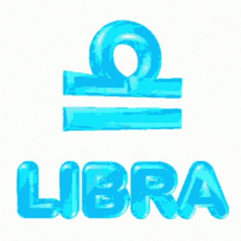 A Blue Sign That Says Libra On It GIF