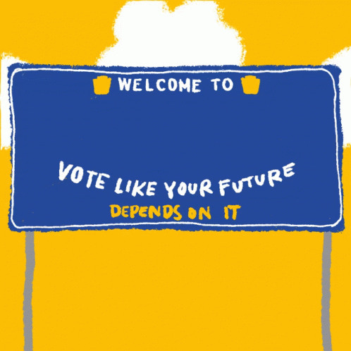 A Blue Sign That Says Welcome To Pennsylvania On It GIF