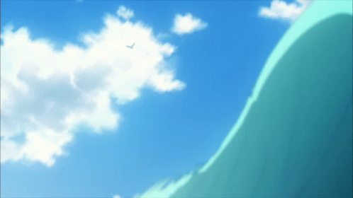 A Blue Sky With White Clouds And A Green Hill GIF
