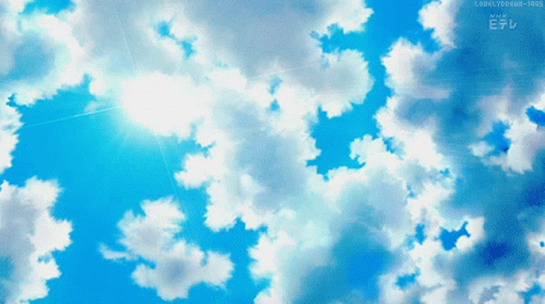 A Blue Sky With White Clouds And The Words Nhk E On The Bottom GIF