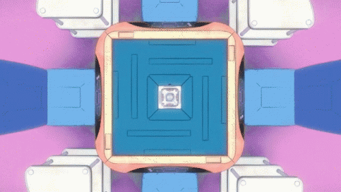 A Blue Square With A White Circle In The Center GIF