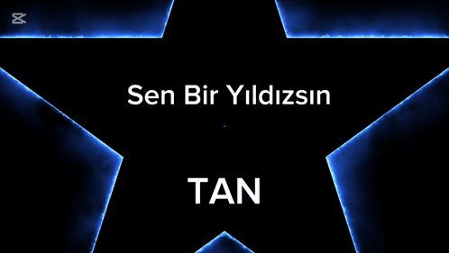 A Blue Star That Says Sen Bir Yildizgin Tan On It GIF
