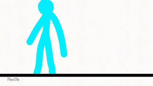 A Blue Stick Figure Is Pointing At A Black Object With The Word Flipaclip Written Below It GIF