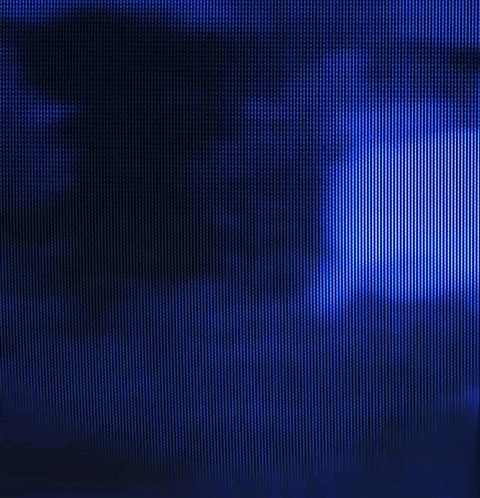 A Blue Striped Background With A Shadow Of A Person Behind It . GIF