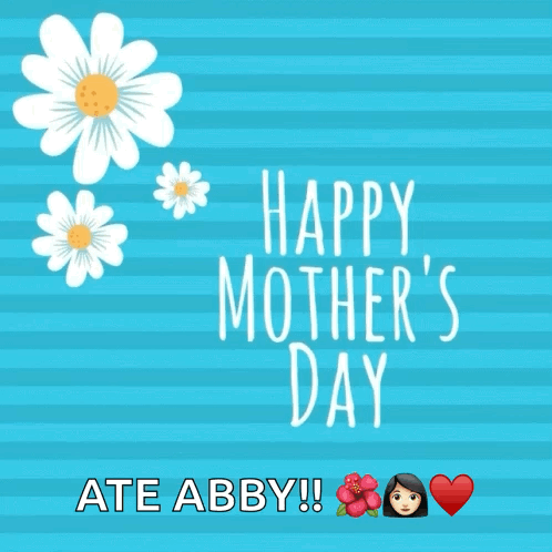 A Blue Striped Background With Flowers And The Words Happy Mother 'S Day Written On It GIF