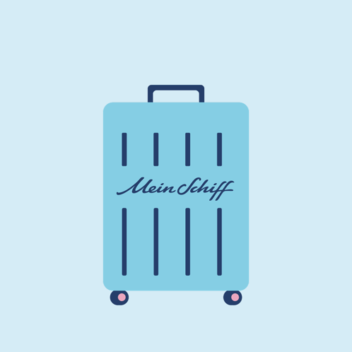 A Blue Suitcase Says Mein Schiff On It GIF