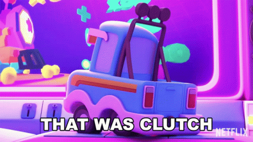 A Blue Toy Truck With The Words That Was Clutch Written On It GIF