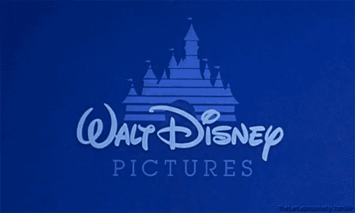 A Blue Walt Disney Pictures Logo With A Castle In The Center GIF