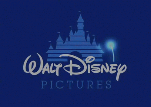 A Blue Walt Disney Pictures Logo With A Castle On It GIF