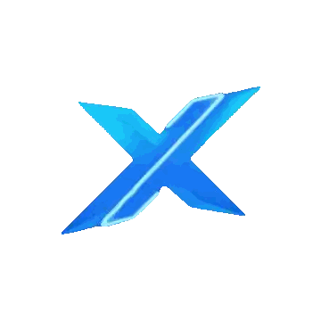 a blue x on a white background with a shadow