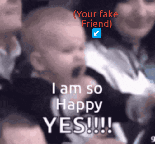 A Blurred Image Of A Baby With The Words " I Am So Happy Yes " GIF