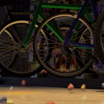 A Blurred Image Of A Disney Pixar Bicycle GIF