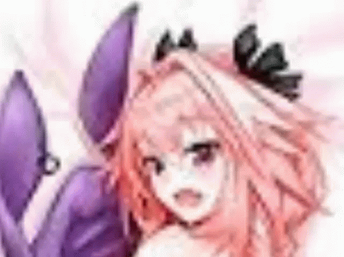 Blurred Girl With Pink Hair And Purple Ears On Bed GIF