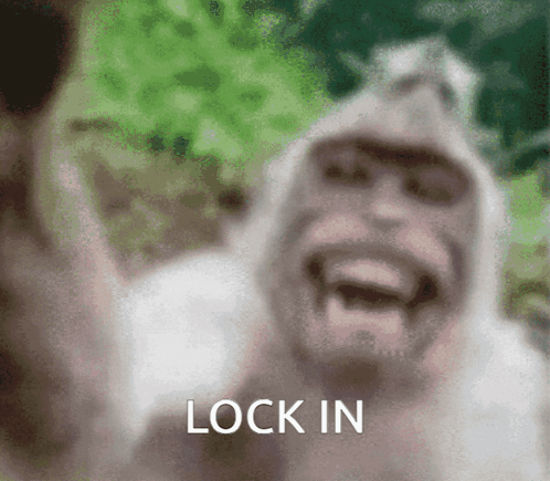A Blurred Image Of A Gorilla With The Words Lock In Written Below It GIF