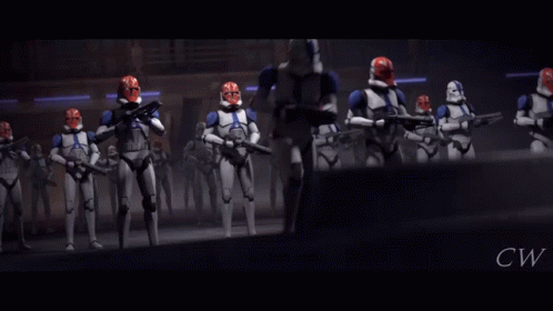 A Blurred Image Of A Group Of Soldiers With The Cw Logo In The Corner GIF