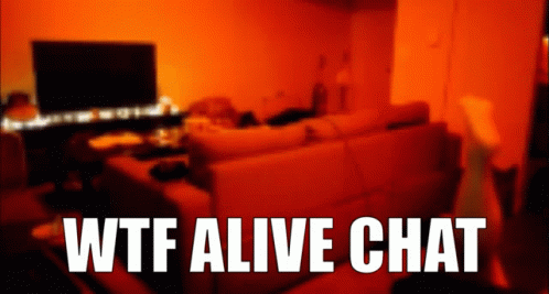 A Blurred Image Of A Living Room With The Words " Wtf Alive Chat " GIF