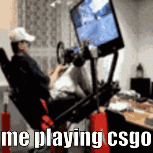 A Blurred Image Of A Man Playing A Video Game With The Words Me Playing Csgo GIF