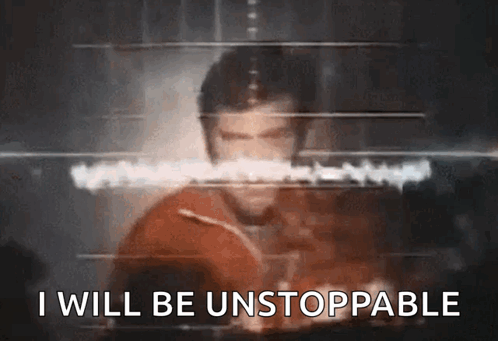 A Blurred Image Of A Man With The Words I Will Be Unstoppable Written On The Bottom GIF