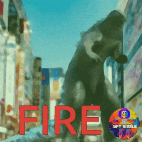 A Blurred Image Of A Monster With The Word Fire In Red GIF