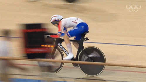 A Blurred Image Of A Person Riding A Bike With A Logo That Says Loo GIF