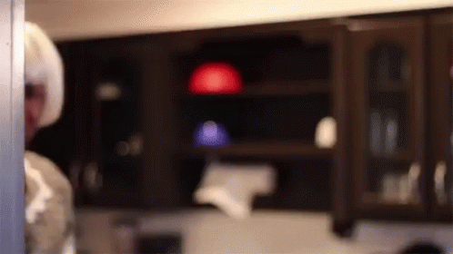 A Blurred Image Of A Person Standing In A Kitchen . GIF