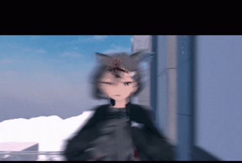 A Blurred Image Of A Person With Cat Ears GIF