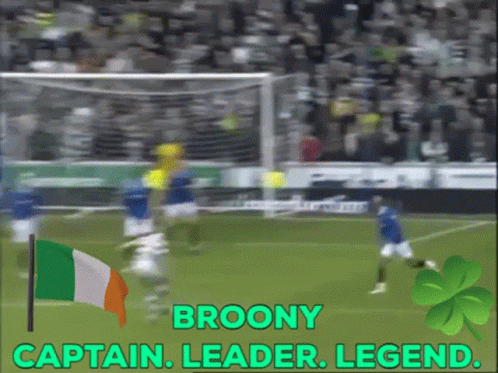 A Blurred Image Of A Soccer Field With The Words Broony Captain Leader Legend GIF