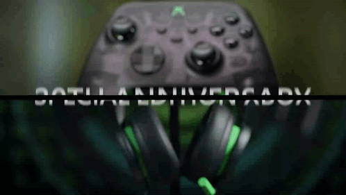 A Blurred Image Of A Video Game Controller And Headphones With The Words Special Edition Adv Written In White GIF