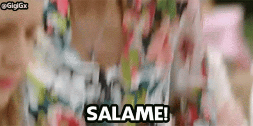 A Blurred Image Of A Woman 'S Face With The Words Salame Written On It GIF