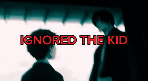 A Blurred Image Of Two Men With The Words Ignored The Kid In Red Letters GIF