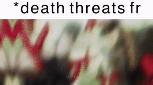 A Blurred Image With The Words " Death Threats Fr " On It GIF