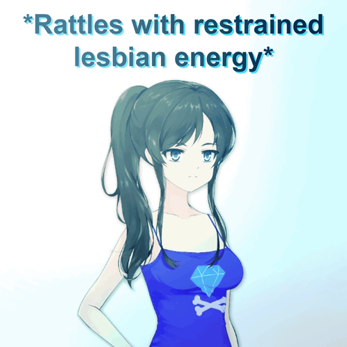 A Blurry Image Of A Woman With The Words Rattles With Restrained Lesbian Energy GIF