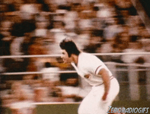 A Blurry Picture Of A Baseball Player With The Words Zeroradiogifs Written Below Him GIF