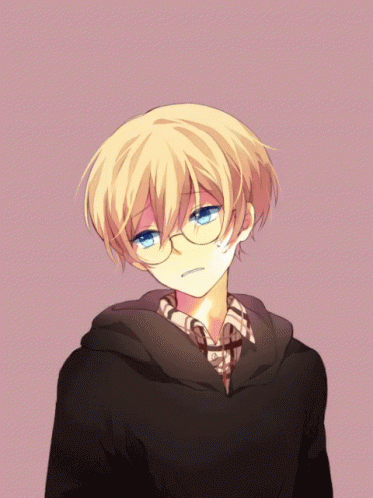 A Blurry Picture Of A Blonde Anime Character With Blue Eyes GIF