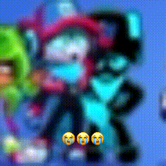 A Blurry Picture Of A Cartoon Character With Three Tears Coming Out Of His Eyes GIF