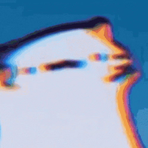 A Blurry Picture Of A Cat 'S Face With A Blue Sky In The Background GIF