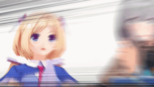 A Blurry Picture Of A Girl In A Blue Outfit GIF
