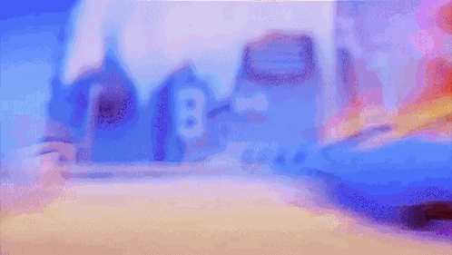 A Blurry Picture Of A House With A Number 8 On It GIF