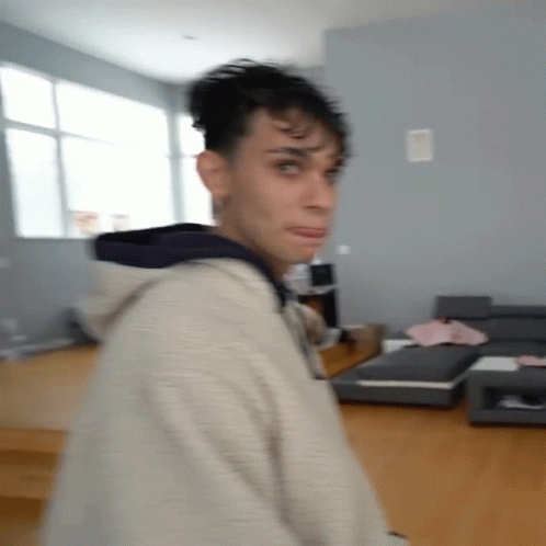 A Blurry Picture Of A Man In A Living Room With A Couch . GIF