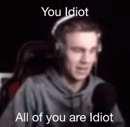 A Blurry Picture Of A Man Wearing Headphones With The Words You Idiot All Of You Are Idiot Below Him GIF