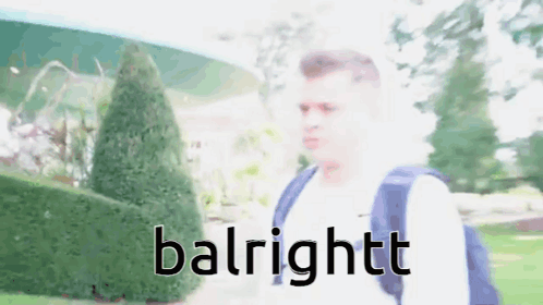 a blurry picture of a man with a backpack and the word balrightt on the bottom