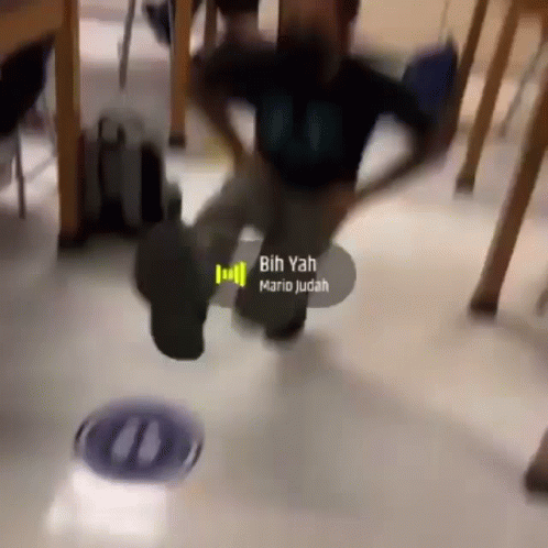 A Blurry Picture Of A Person Dancing With The Words " Bih Yah " On The Bottom GIF