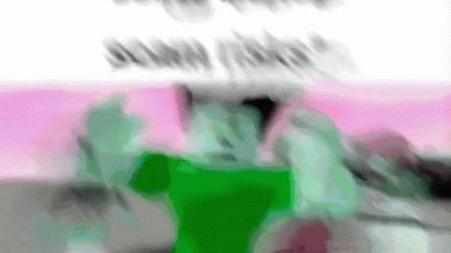 A Blurry Picture Of A Person In A Green Shirt And A Pink Background That Says ' I Love You ' GIF