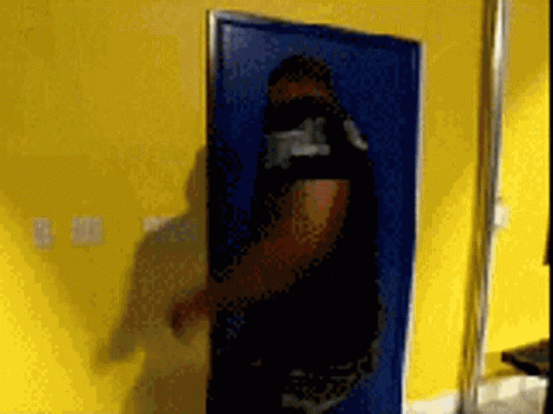 A Blurry Picture Of A Person Standing In Front Of A Door GIF