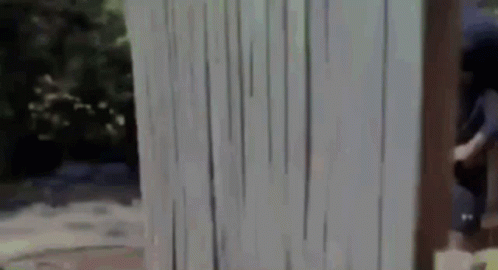 A Blurry Picture Of A Person Standing Next To A Wooden Fence . GIF