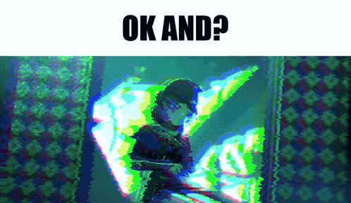 A Blurry Picture Of A Person With The Words Ok And On Top GIF