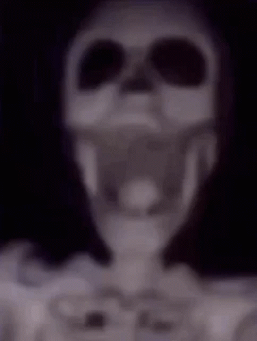 A Blurry Picture Of A Skeleton Wearing Sunglasses And A Skull . GIF